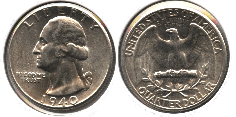 1940 Washington Quarter AU-50 h