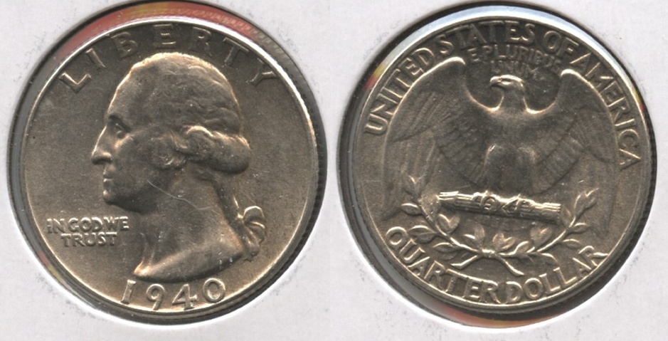 1940 Washington Quarter AU-55 h