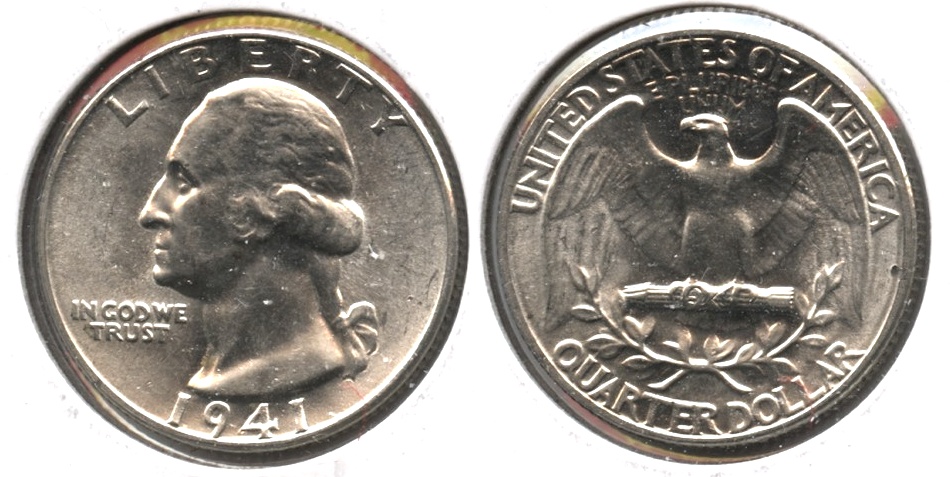 1941 Washington Quarter MS-60 f