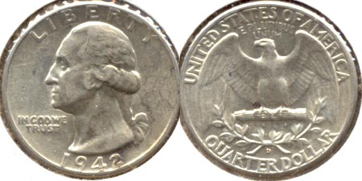 1942-D Washington Quarter AU-50 b