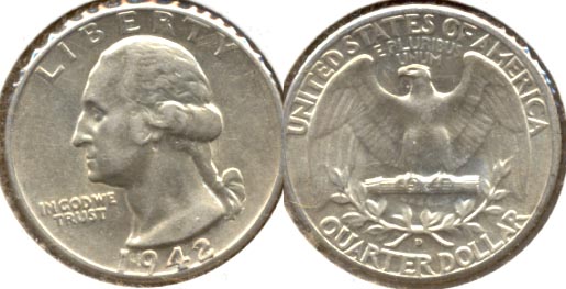 1942-D Washington Quarter AU-50 c
