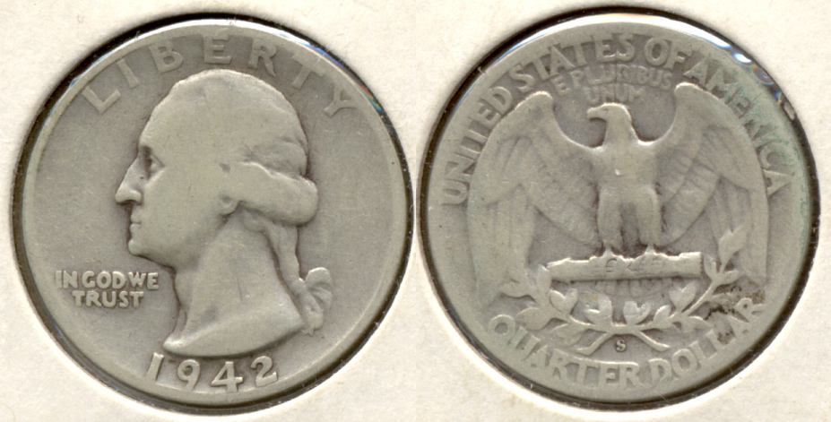1942-S Washington Quarter Good-4
