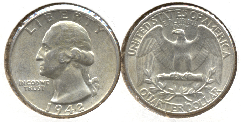 1942 Washington Quarter AU-50 g