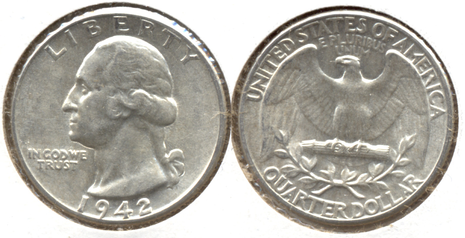 1942 Washington Quarter AU-50 t