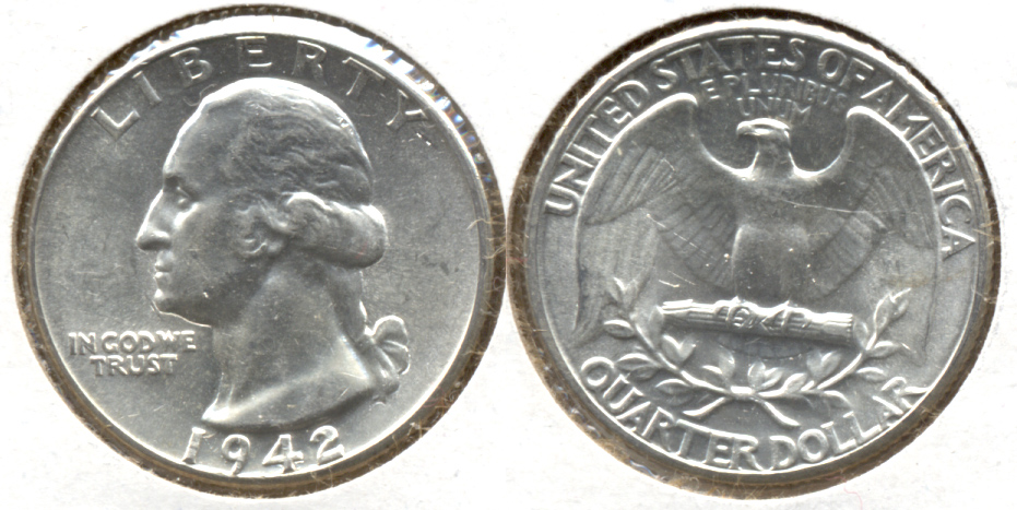 1942 Washington Quarter AU-55 a