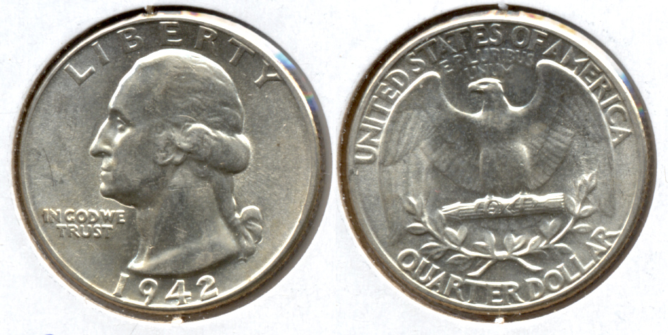 1942 Washington Quarter AU-55 f