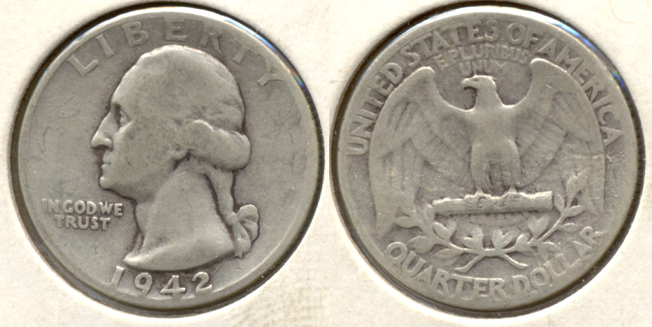 1942 Washington Quarter VG-8