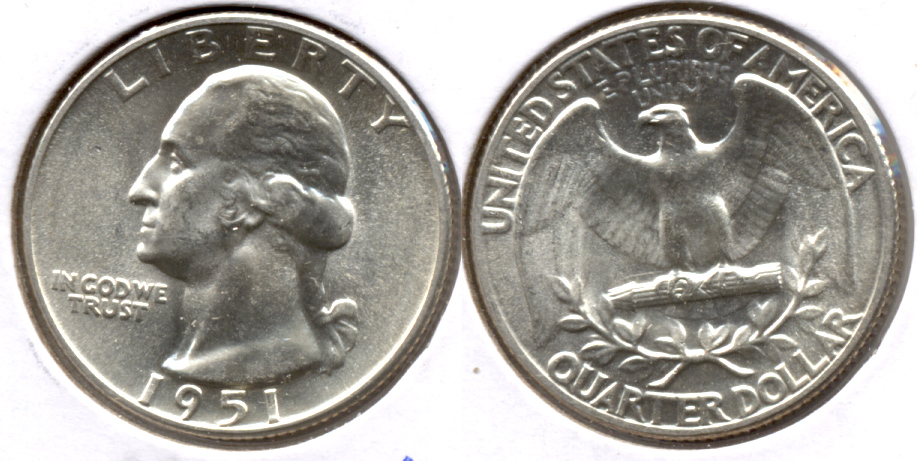 1951 Washington Quarter MS-60 a
