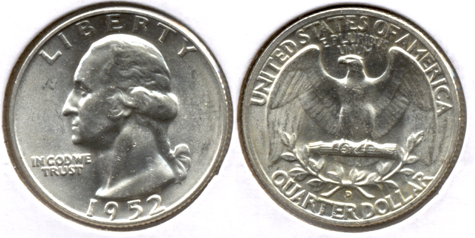 1952-D Washington Quarter MS-60 h