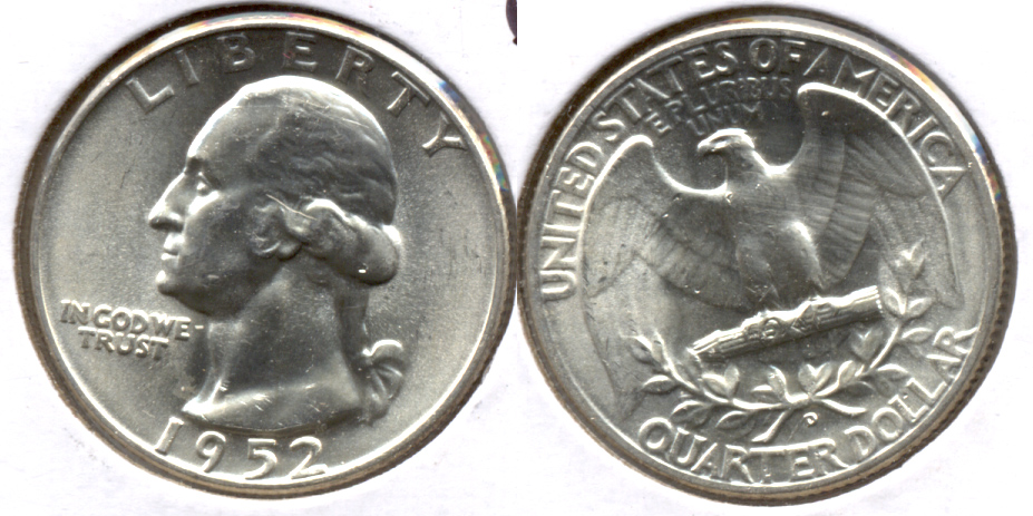 1952-D Washington Quarter MS-60 m