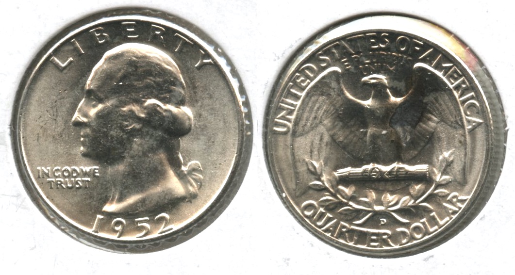 1952-D Washington Quarter MS-63 #o Toned Patch