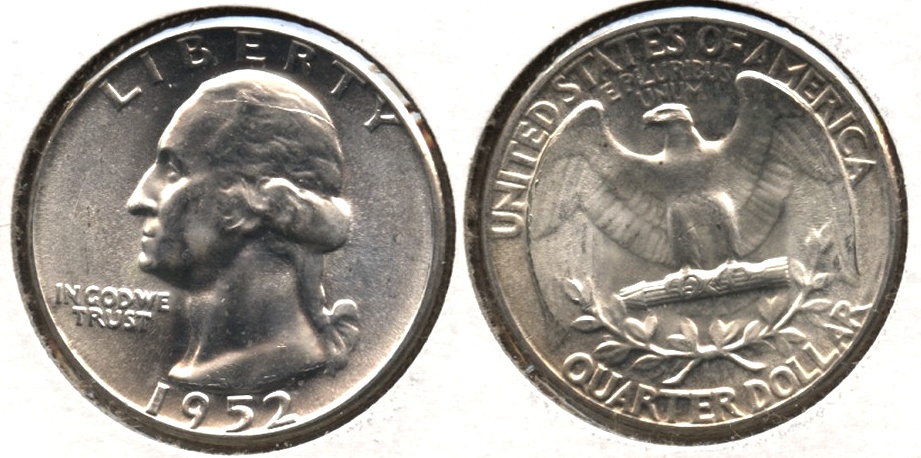 1952 Washington Quarter MS-64 Die Scratches