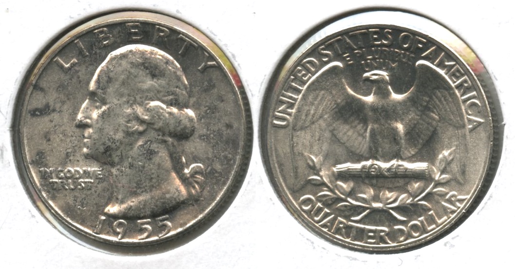 1955 Washington Quarter MS-64 Blotchy Tone