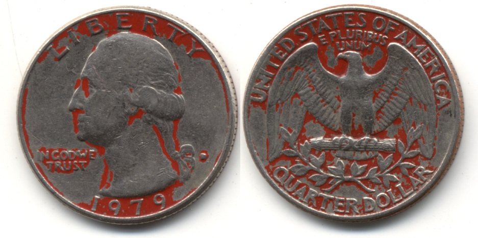 1979-D Washington Quarter VF-20 Red Paint
