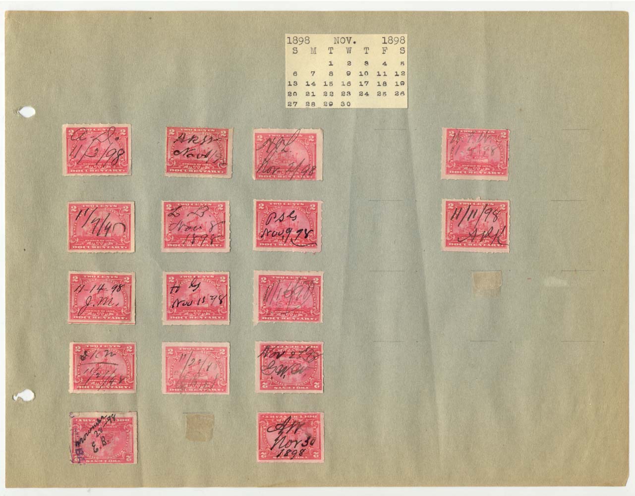 Revenue Stamp Collection November 1898