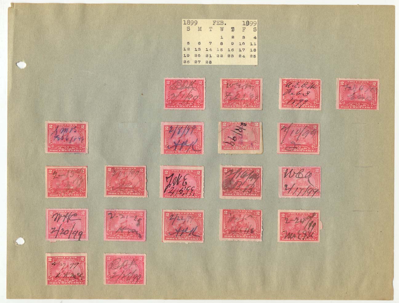 Revenue Stamp Collection February 1899