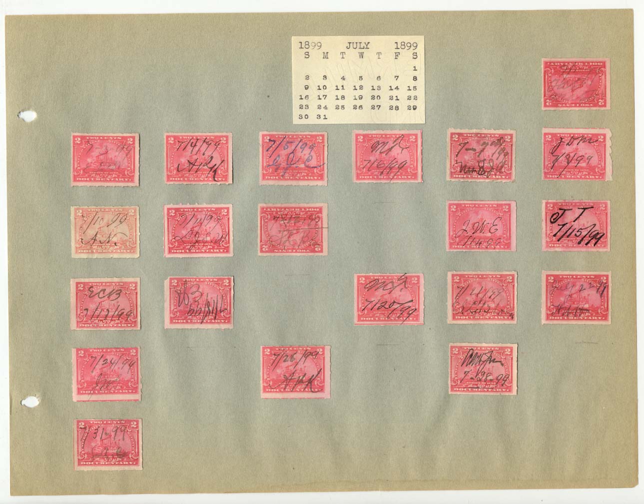Revenue Stamp Collection July 1899