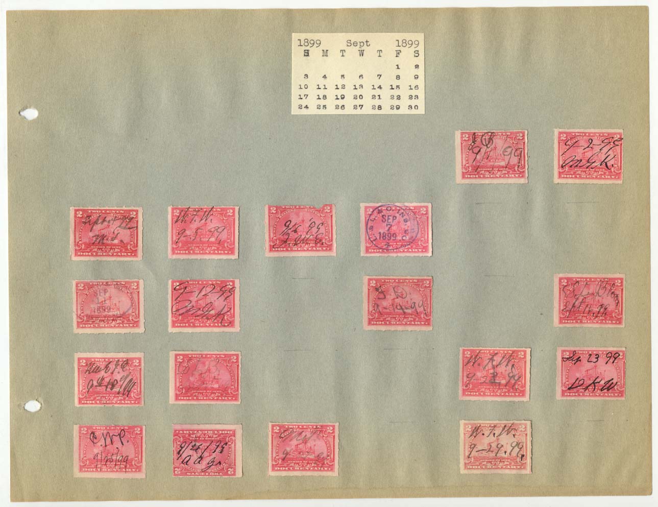 Revenue Stamp Collection September 1899