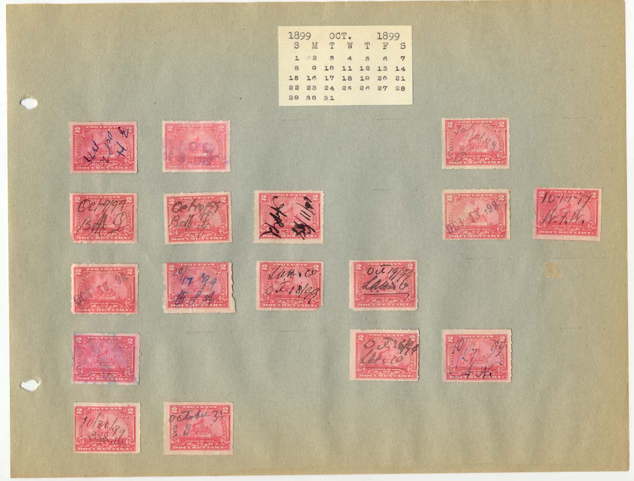Revenue Stamp Collection October 1899
