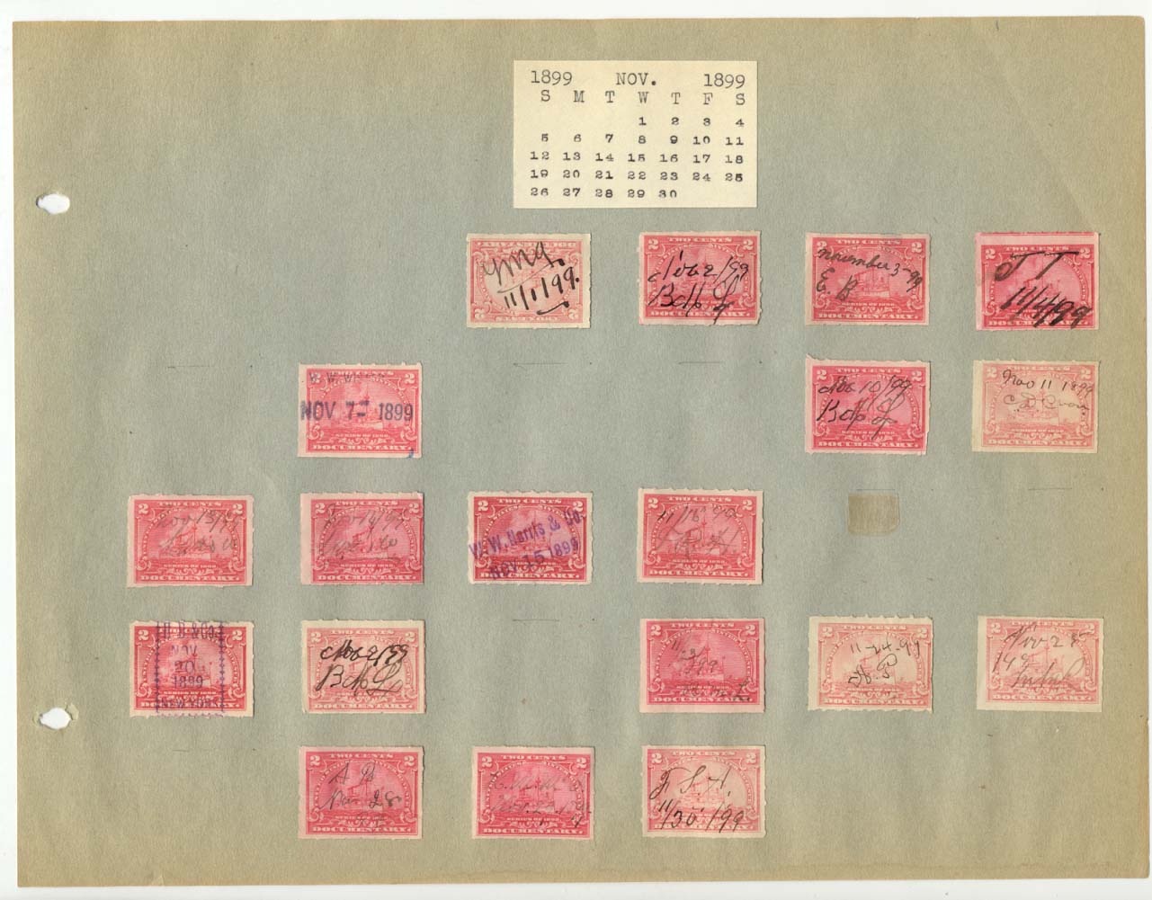 Revenue Stamp Collection November 1899