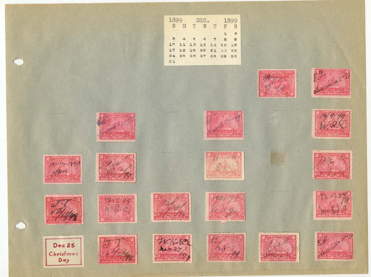 Revenue Stamp Collection December 1899