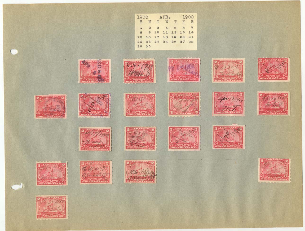 Revenue Stamp Collection April 1900