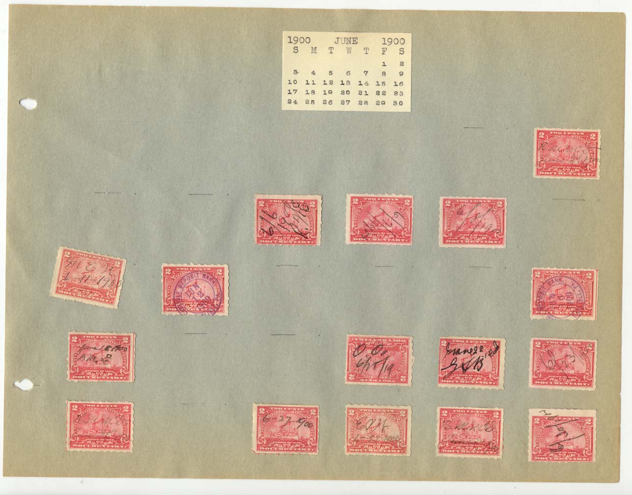 Revenue Stamp Collection June 1900