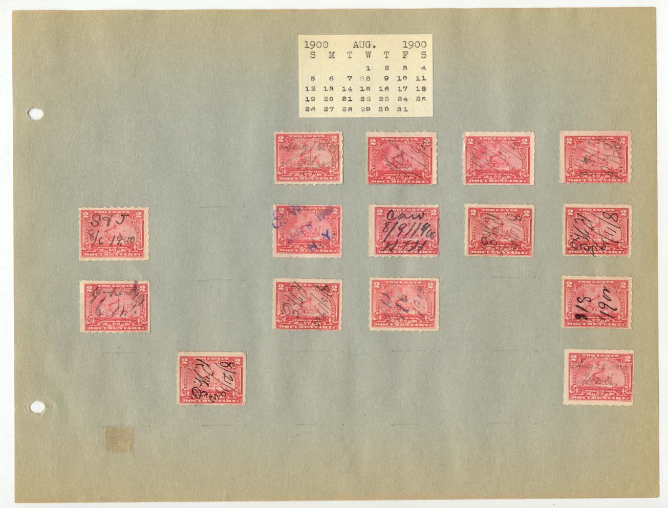 Revenue Stamp Collection August 1900