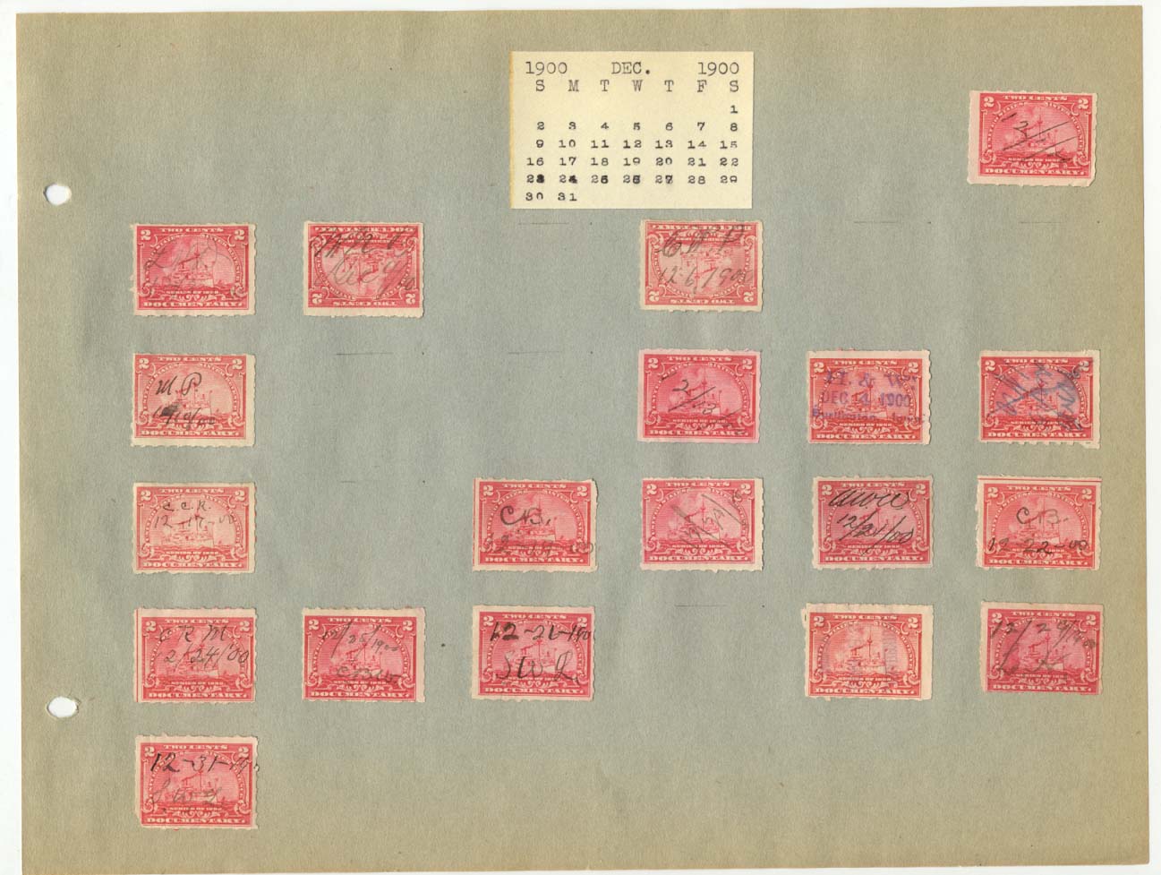 Revenue Stamp Collection December 1900