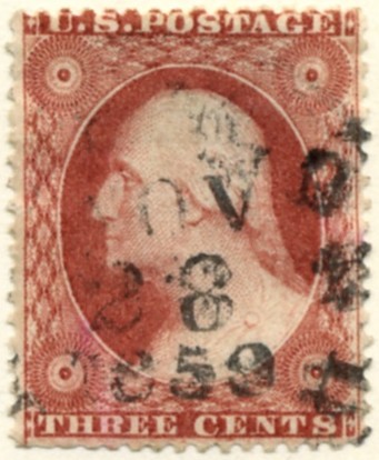 Scott 26 Washington 3 Cent Stamp Dull Red Type 2 a