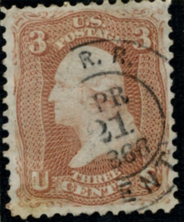 Scott 65 Washington 3 Cent Stamp Rose