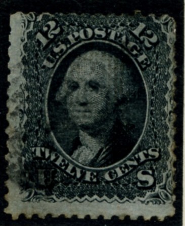 Scott 90 Washington 12 Cents Stamp Black E Grill