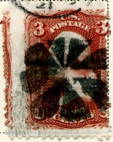 Scott 94 Washington 3 Cents Stamp Red F Grill b