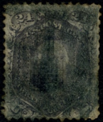 Scott 99 Washington 24 Cents Stamp Gray Lilac F Grill