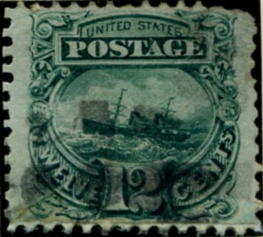 Scott 117 Ship at Sea 12 Cent Stamp Green