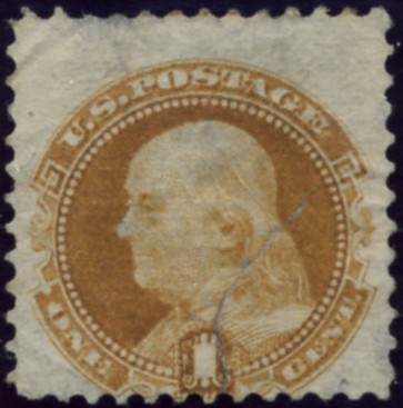 Scott 123 Franklin 1 Cent Stamp Buff Re-issue