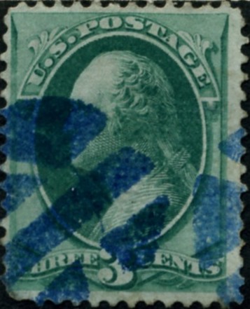 Scott 136 Washington 3 Cent Stamp Green With Grill