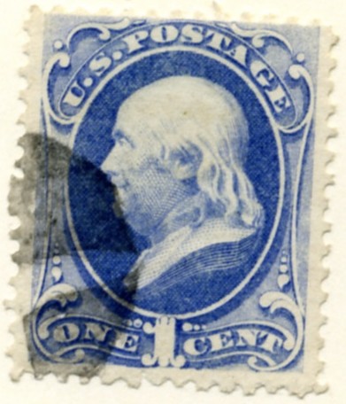 Scott 145 Franklin 1 Cent Stamp Ultramarine No Grill b