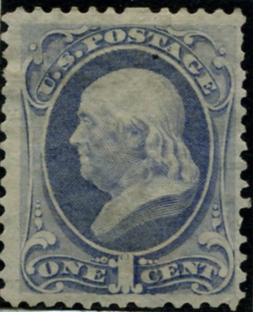 Scott 156 Franklin 1 Cent Stamp Ultramarine Continental Bank Note Co