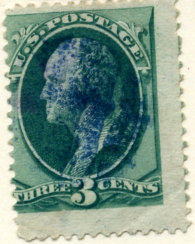 Scott 158 Washington 3 Cent Stamp Green Continental Bank Note Co b