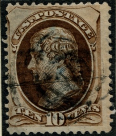 Scott 161 Jefferson 10 Cent Stamp Brown Continental Bank Note Co