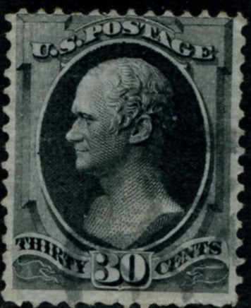 Scott 165 Hamilton 30 Cent Stamp Black Continental Bank Note Co