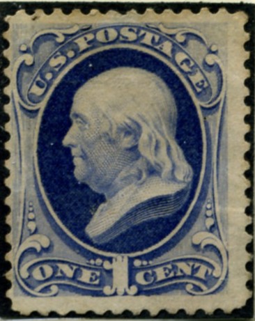 Scott 182 Franklin 1 Cent Stamp Dark Ultramarine