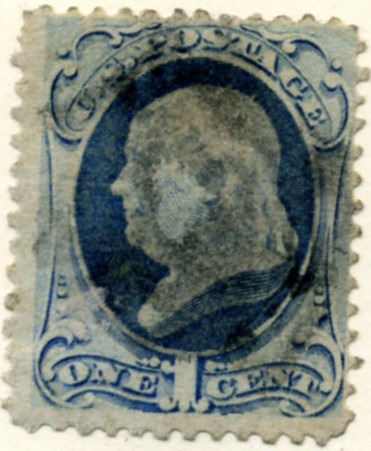 Scott 182 Franklin 1 Cent Stamp Dark Ultramarine a