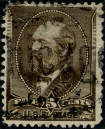 Scott 205 5 Cent Stamp Yellow Brown James Garfield