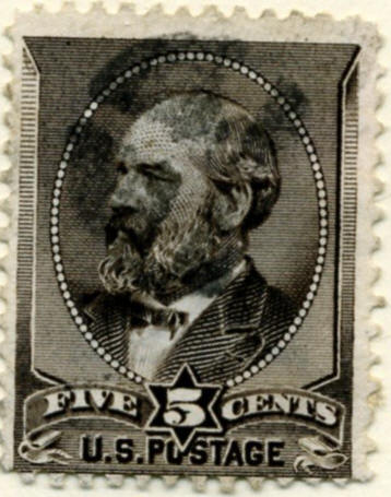 Scott 205 5 Cent Stamp Yellow Brown James Garfield a