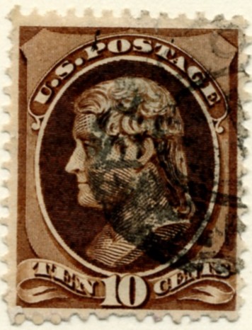 Scott 209 Jefferson 10 Cent Stamp Brown a