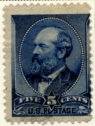 Scott 216 Garfield 5 Cent Stamp Indigo a