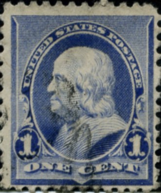 Scott 219 Franklin 1 Cent Stamp Dull Blue