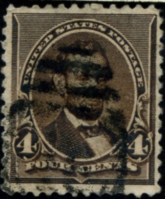 Scott 222 Lincoln 4 Cent Stamp Dark Brown